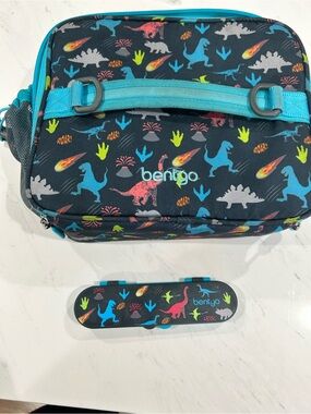 Bentgo Kids' Dino Print Lunch Bag and Utensil Set - Blue/Multicolor